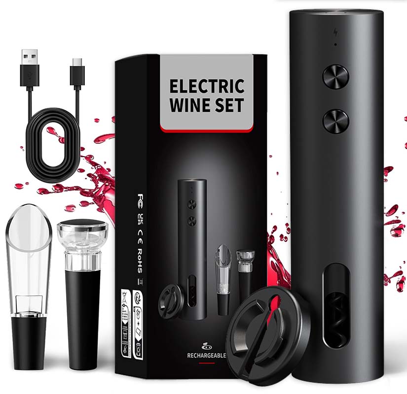 Wine Beer And Liquor - 4-in-1 Elektrische Flessenopener Set USB Oplaadbare