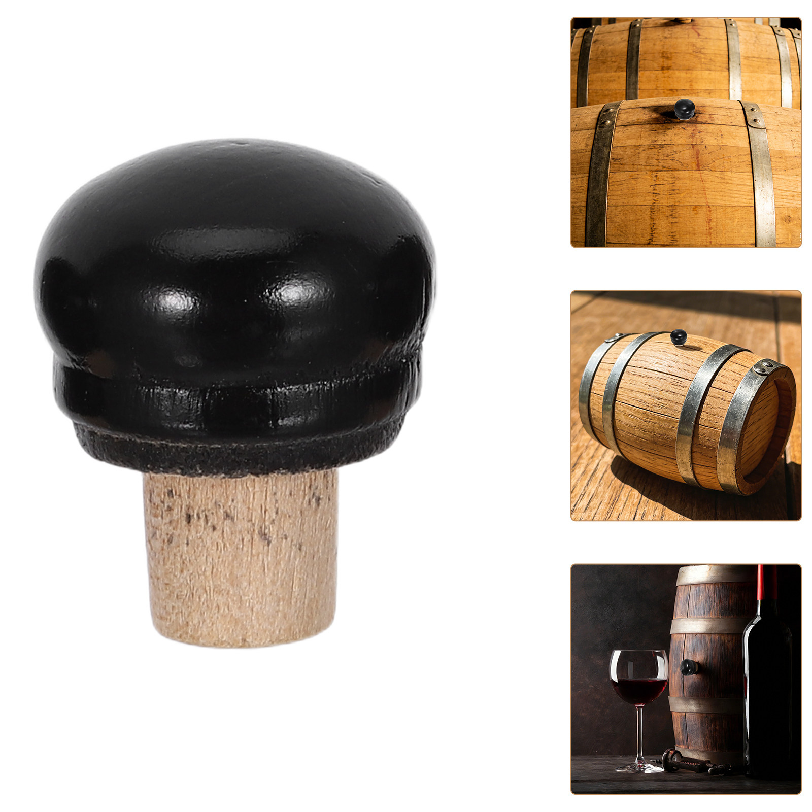 Wine Beer Glass Set - 4-delige eikenhouten kurkenset voor wijnvaten, luchtdichte,