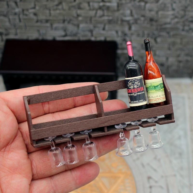 Wine Rack Wall Mount - 1Set Poppenhuis Speelgoed Simulatie Wandmontage Wijnrek