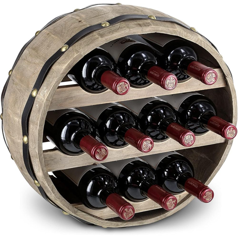 Wine Rack Wall Mount - Industriële wandbevestigde houten wijnrek voor 10