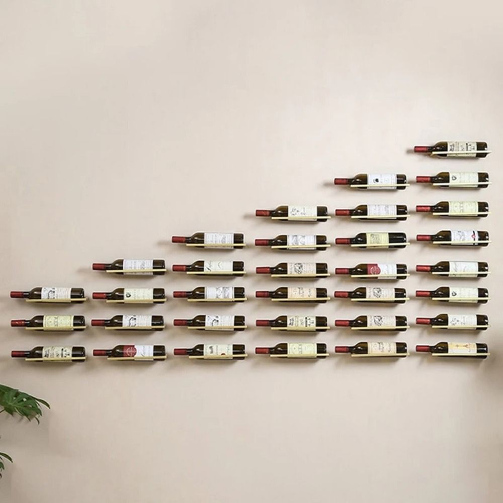 Wine Rack Wall Mount - Wanddecoratie Metalen wijnrek Wandmontage Zwart/gouden wijnfleshouder