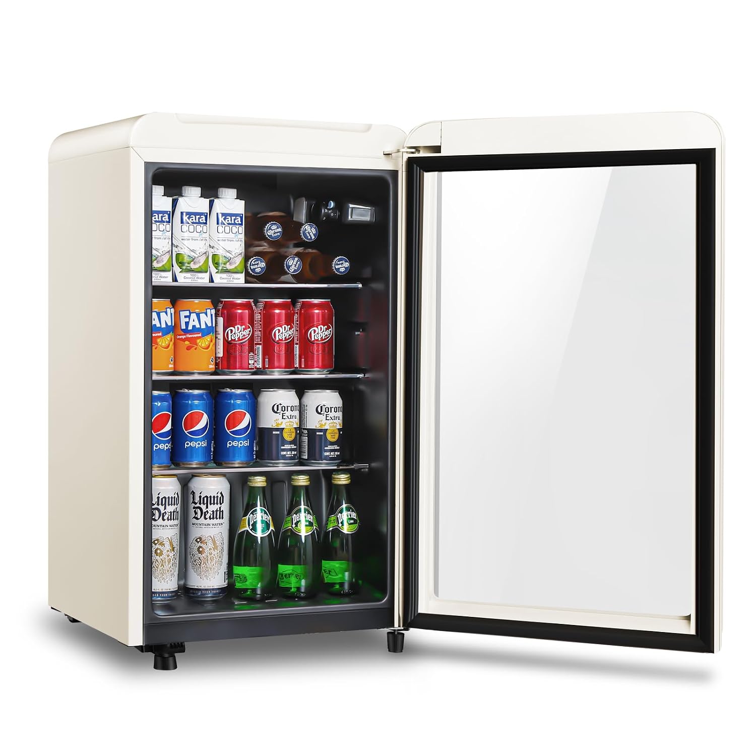 Wine Beer Mini Fridge - Retro drankenkoelkast, 3,2 Cu.ft minikoelkast met