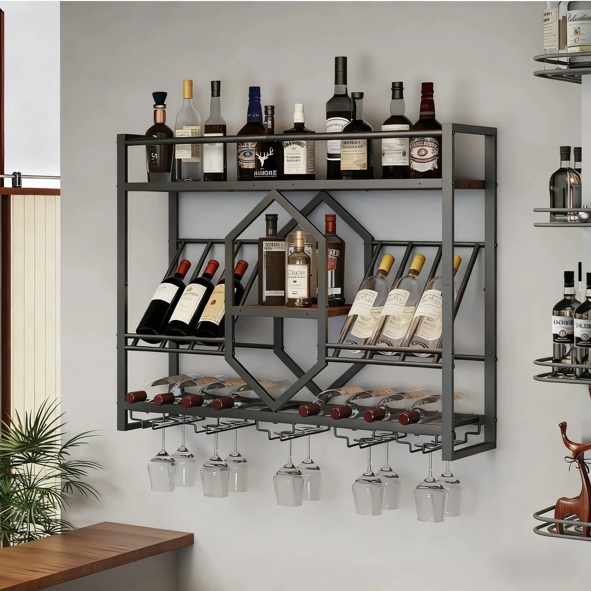 Smeedijzeren bar-wijnrek, wand - Wine Rack Wall Mount recensie en prijs
